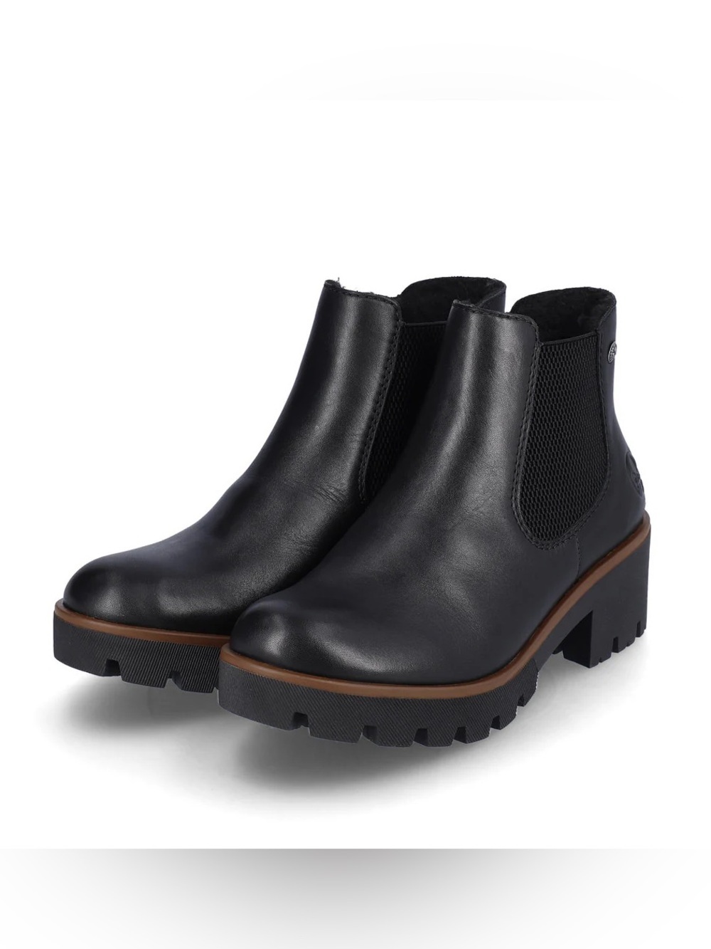 Rieker Cristallino Black Leather Chelsea Boots Womens size 38 7 Classic Winter